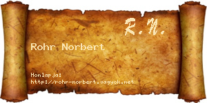 Rohr Norbert névjegykártya
